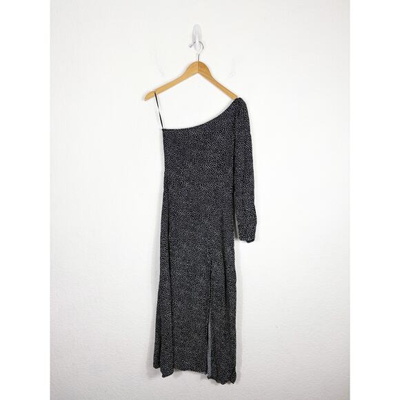 Free People Blake One Shoulder Maxi Dress Size 4 Polka Dot Aline Cocktail - Picture 3 of 13